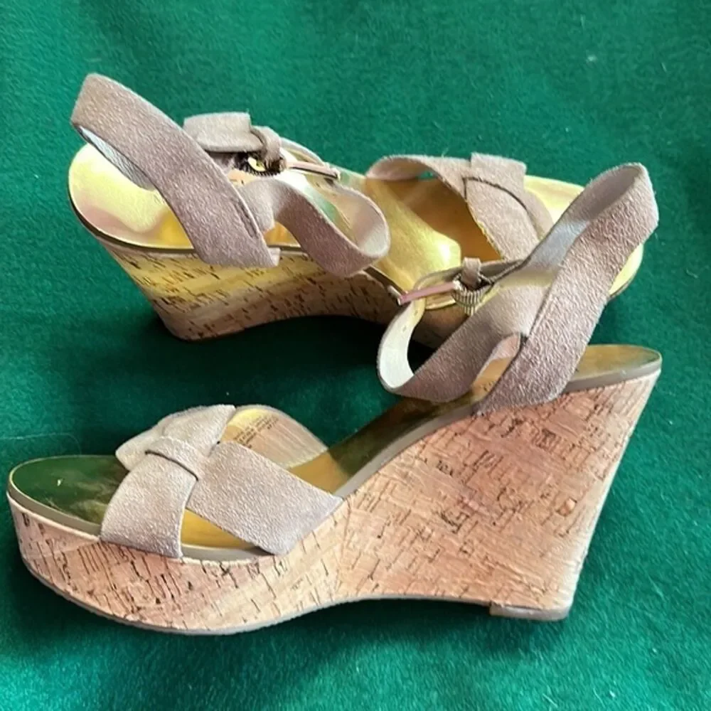 Michael Kors Women's Beige Wedge Sandal Size 9M
